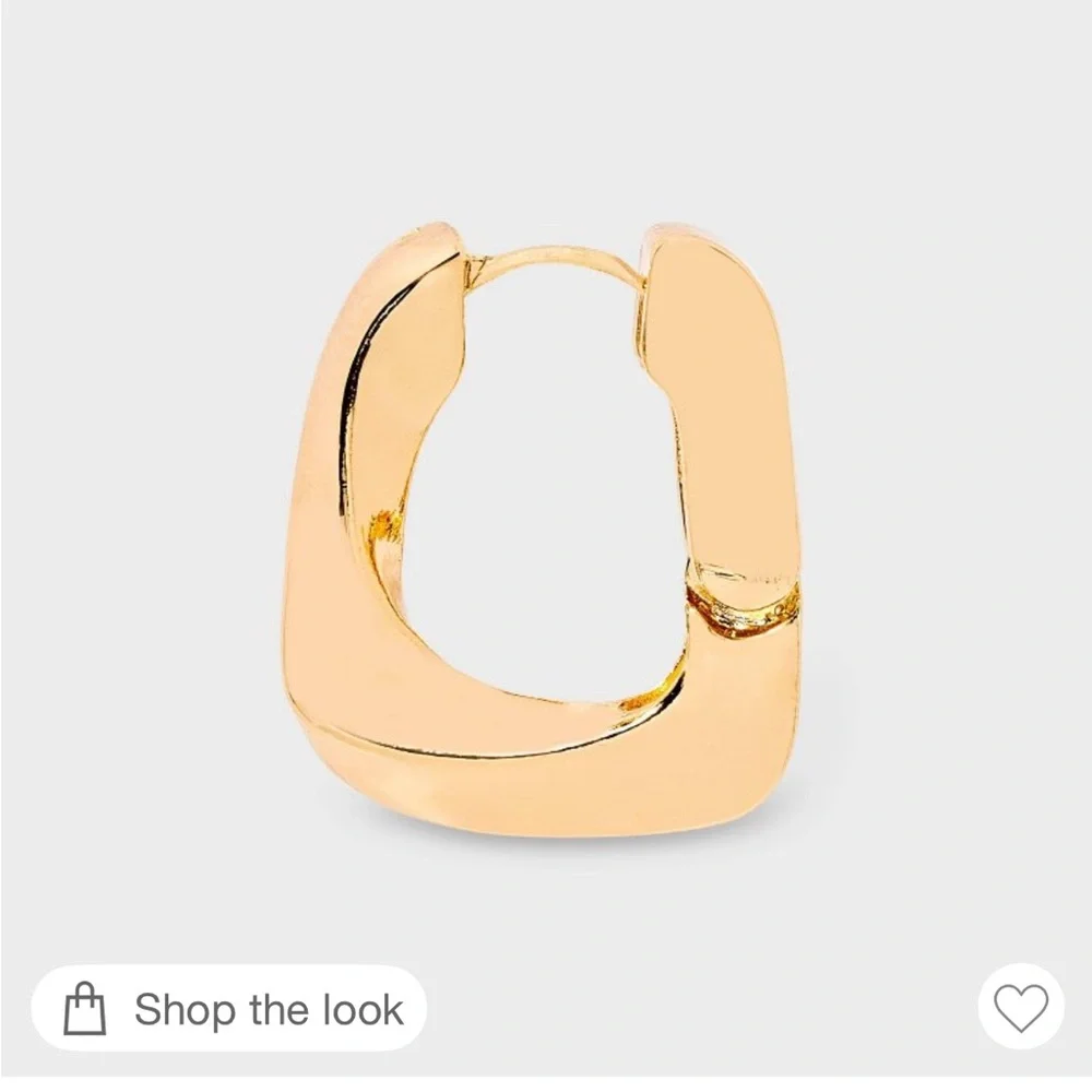 Forever 21 Women’s Bundle of Earrings Set Black & Gold Studs + Gold Hoop Squares